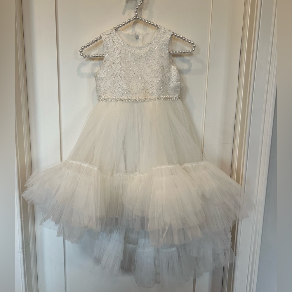 Girls size 7 hi low flower girl party dress